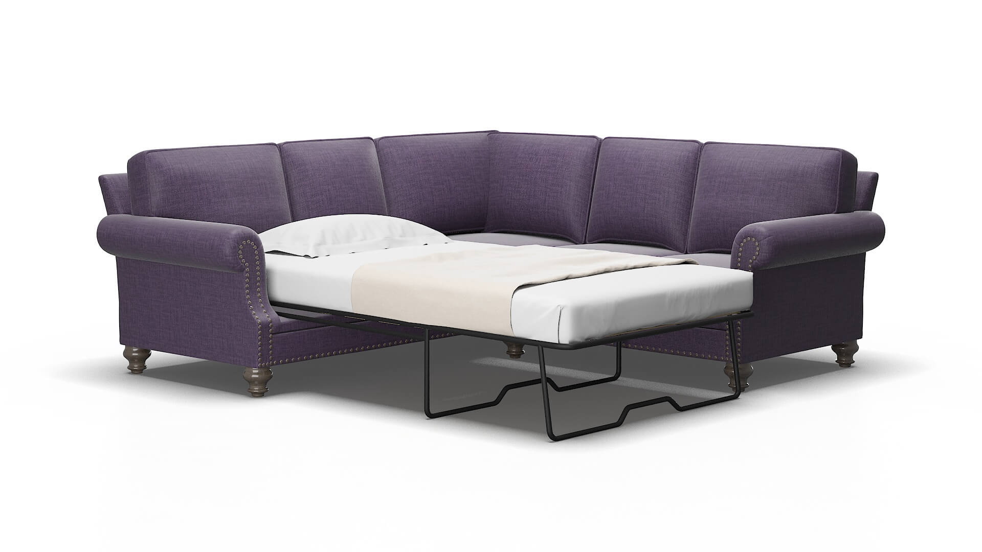 Rotterdam Tess blackberry Sectional sleeper Espresso Legs  2