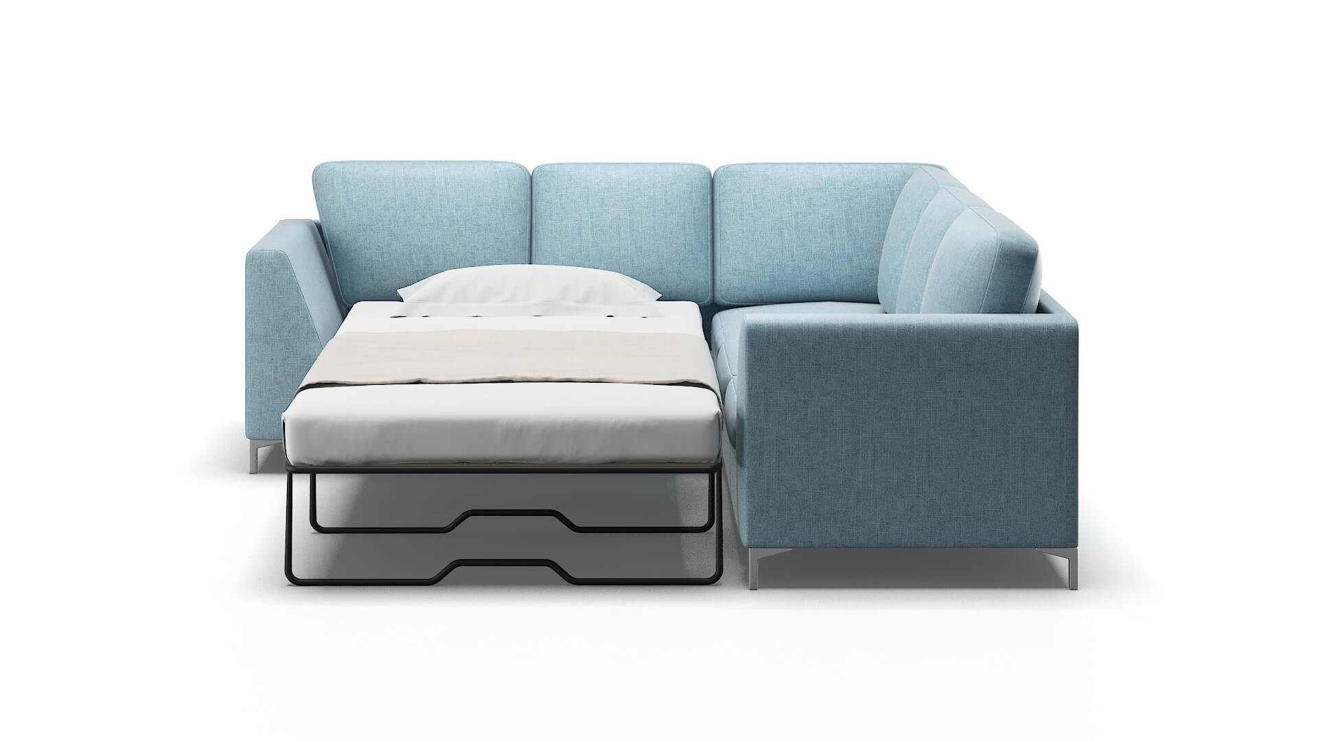 Royal Atlas Turquoise Sectional Sleeper Espresso legs 1