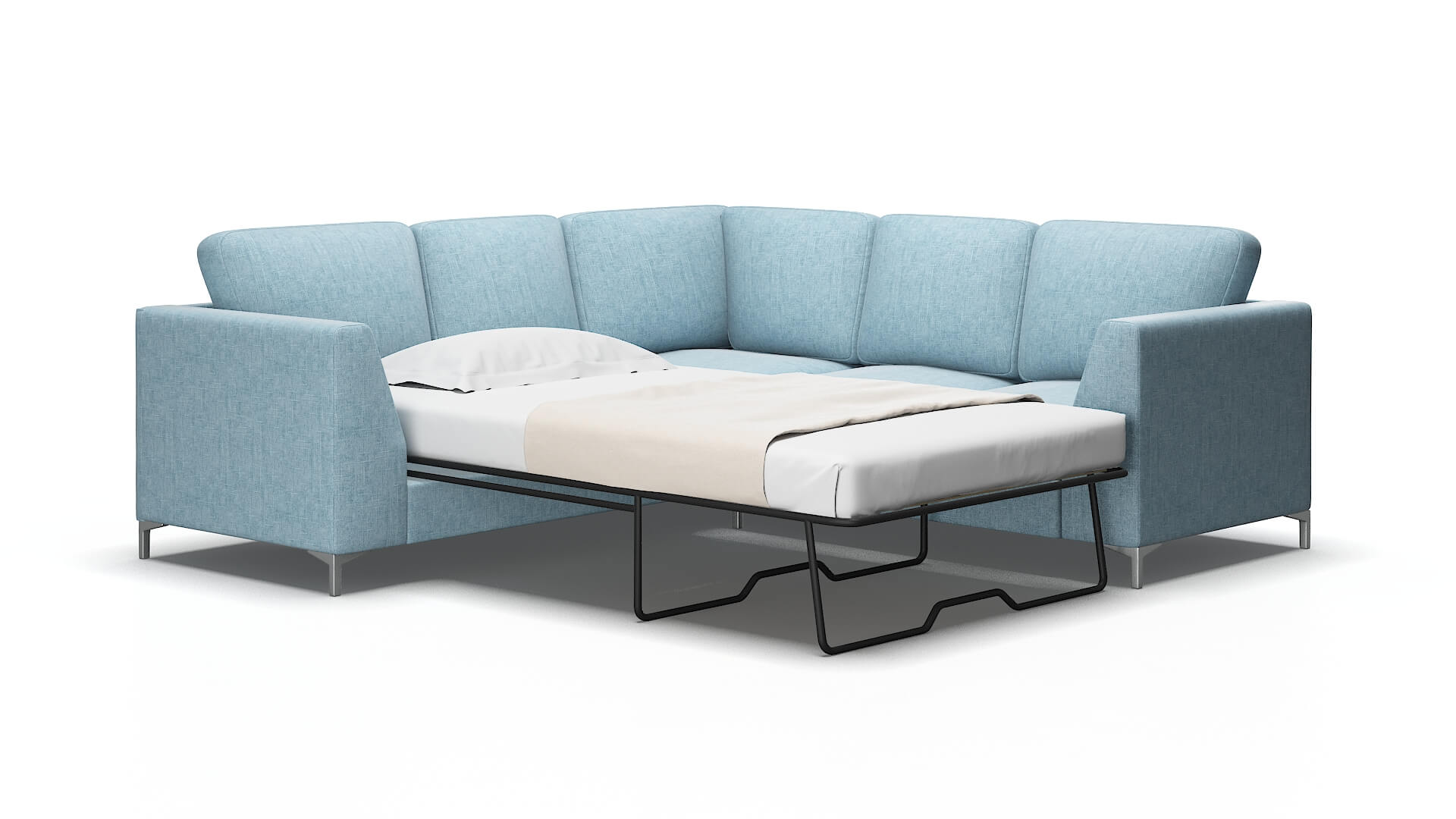 Royal Atlas Turquoise Sectional Sleeper Espresso legs 2