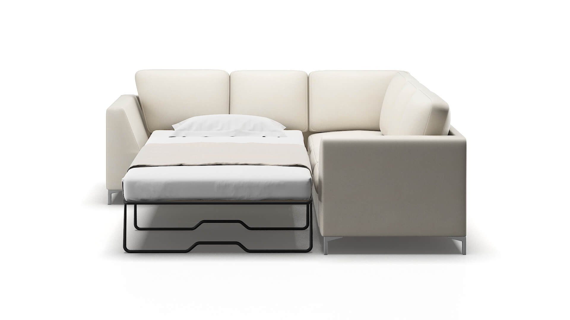 Royal Bungalow Ivory Sectional Sleeper Espresso legs 1