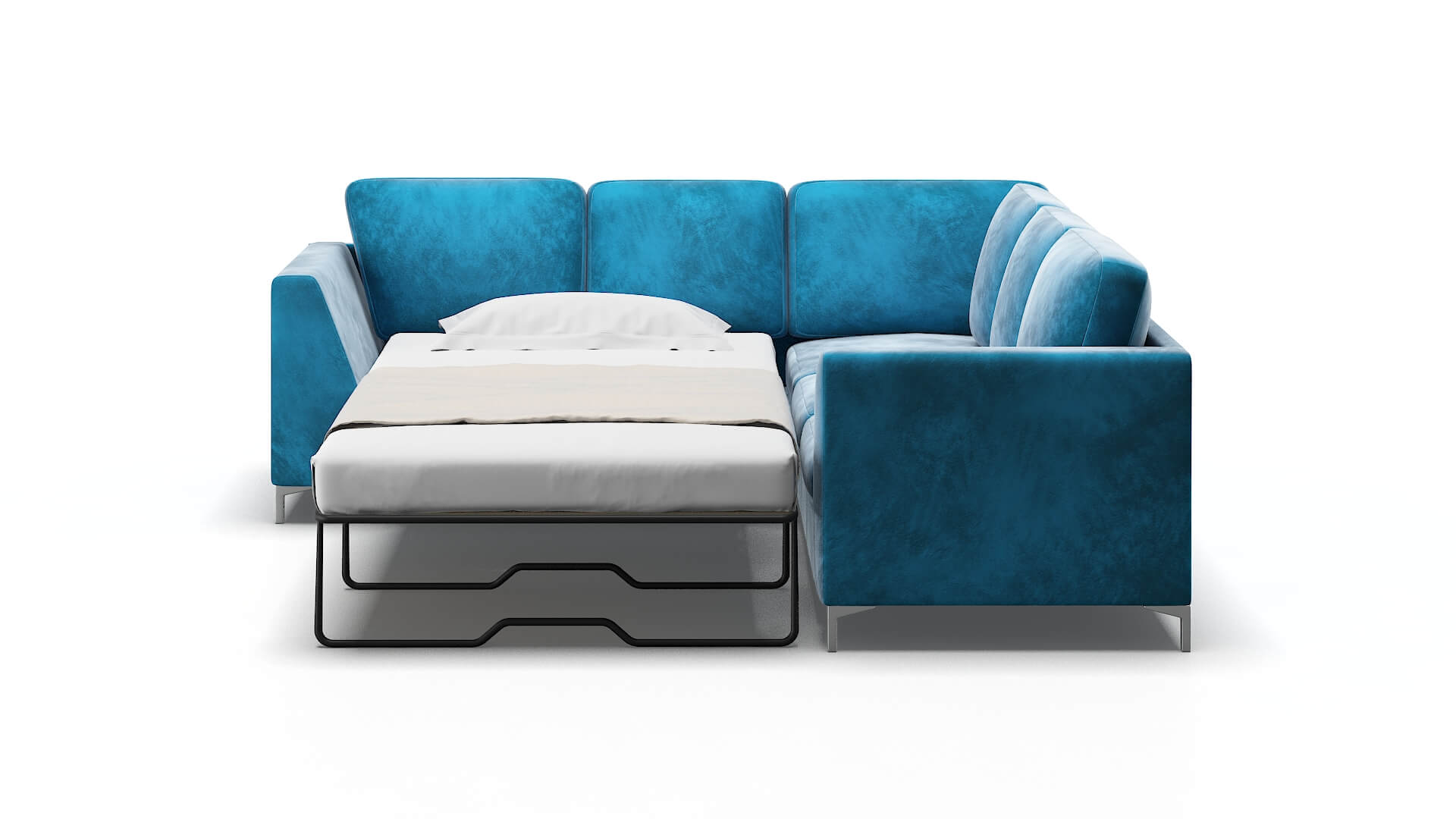 Royal Buzz Teal Sectional Sleeper Espresso legs 1