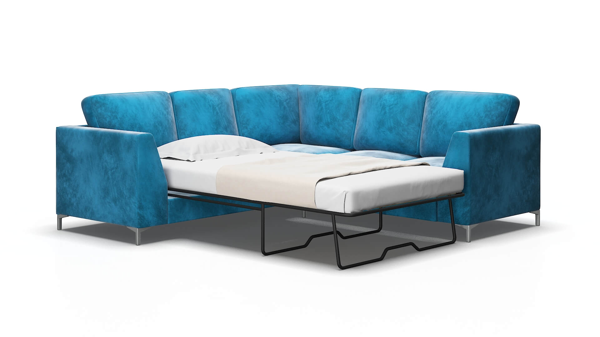 Royal Buzz Teal Sectional Sleeper Espresso legs 2