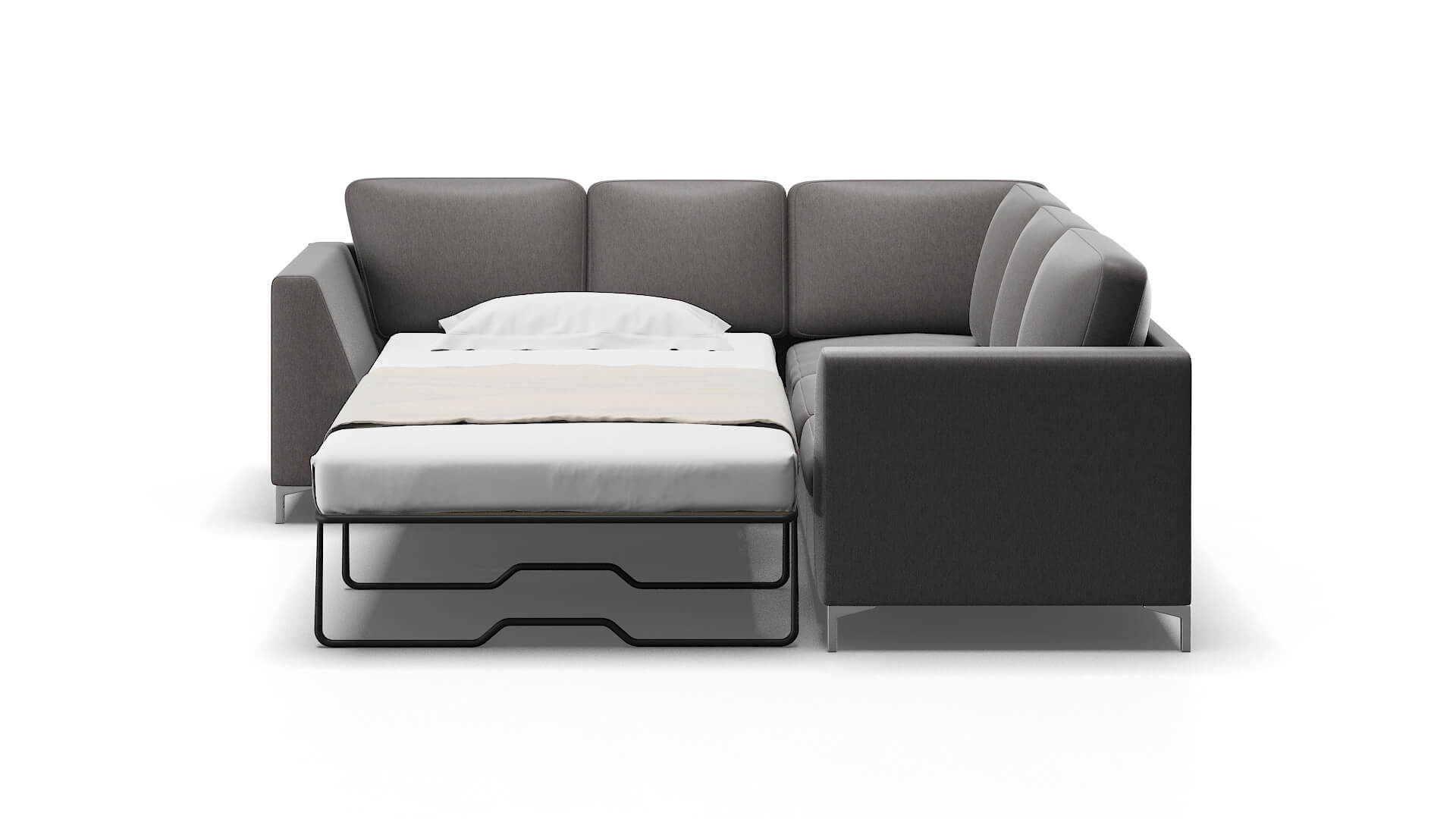 Royal Cosmo Charcoal Sectional Sleeper Espresso legs 1