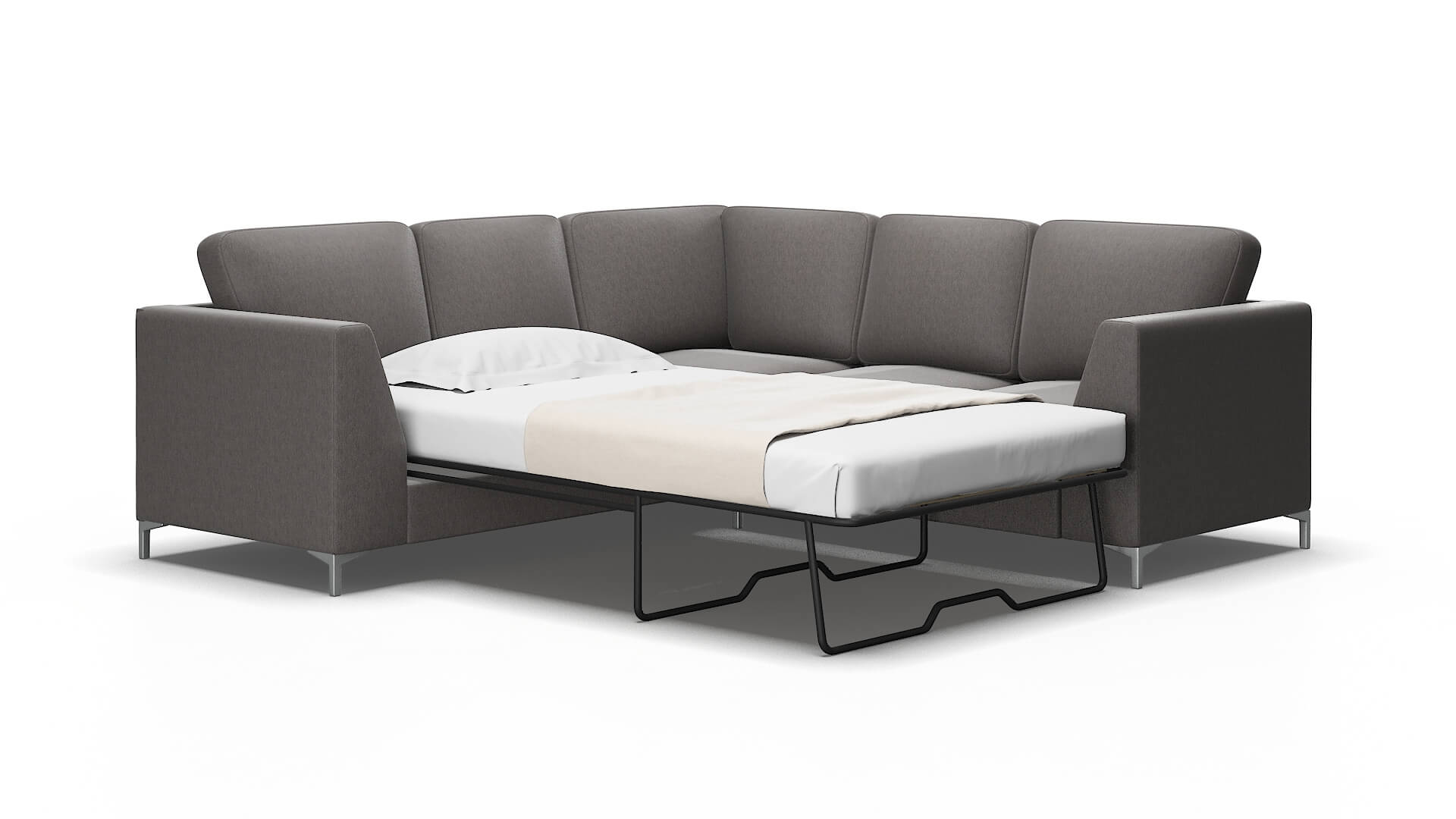 Royal Cosmo Charcoal Sectional Sleeper Espresso legs 2