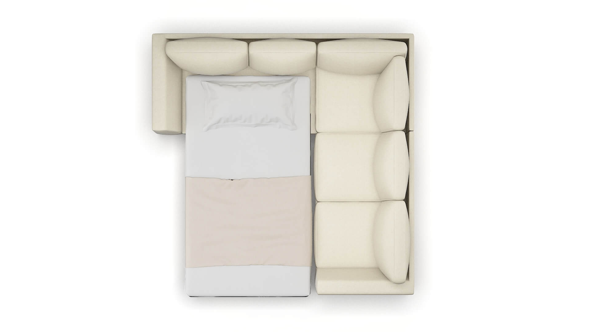 Royal Phoenix Ivory Sectional Sleeper Espresso legs 3