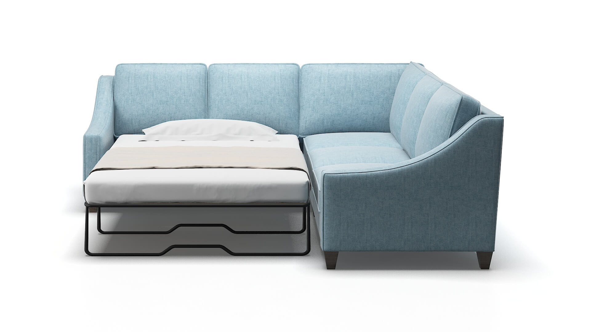 Sanda Atlas Turquoise Sectional Sleeper Espresso legs 1