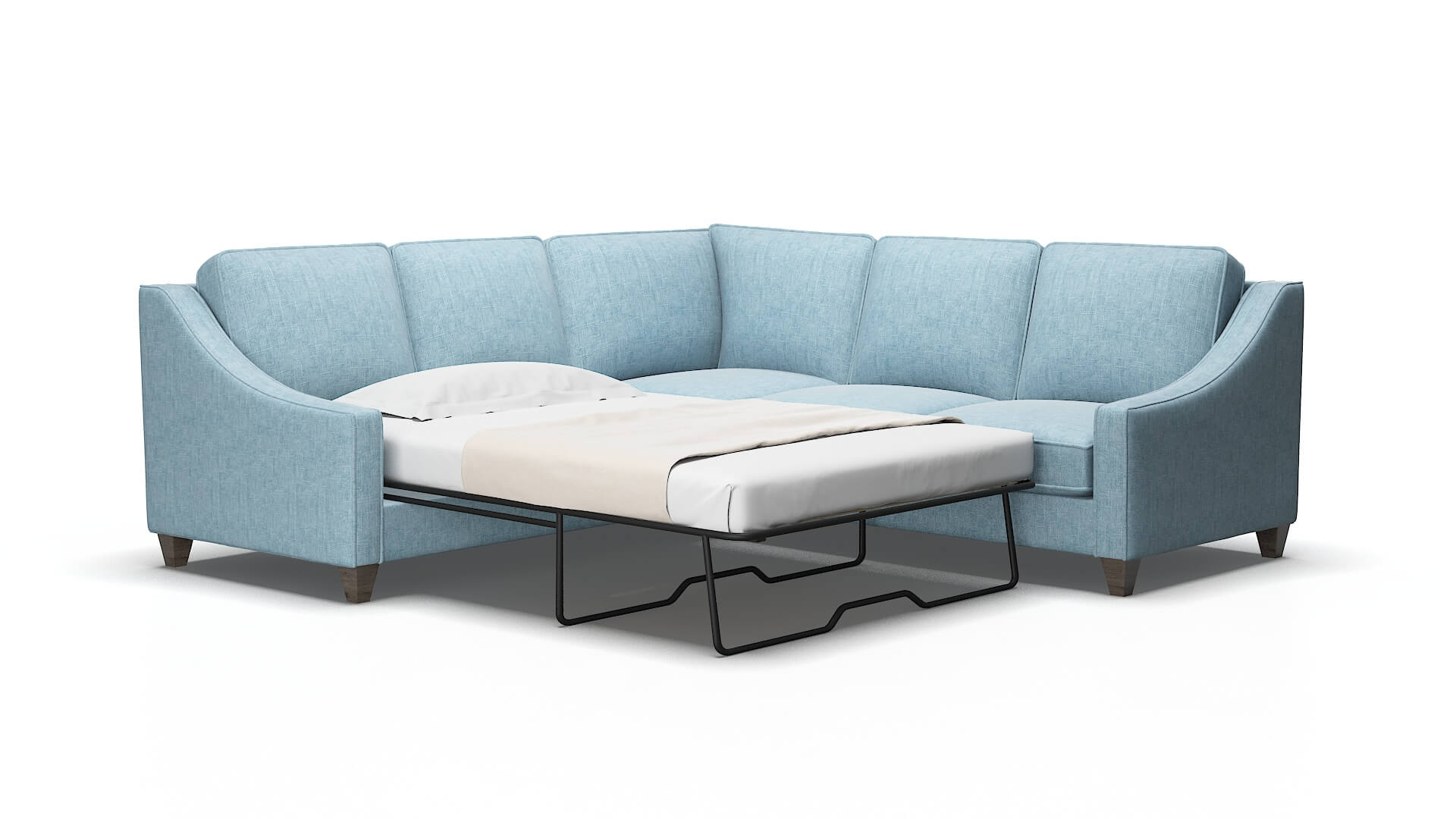 Sanda Atlas Turquoise Sectional Sleeper Espresso legs 2