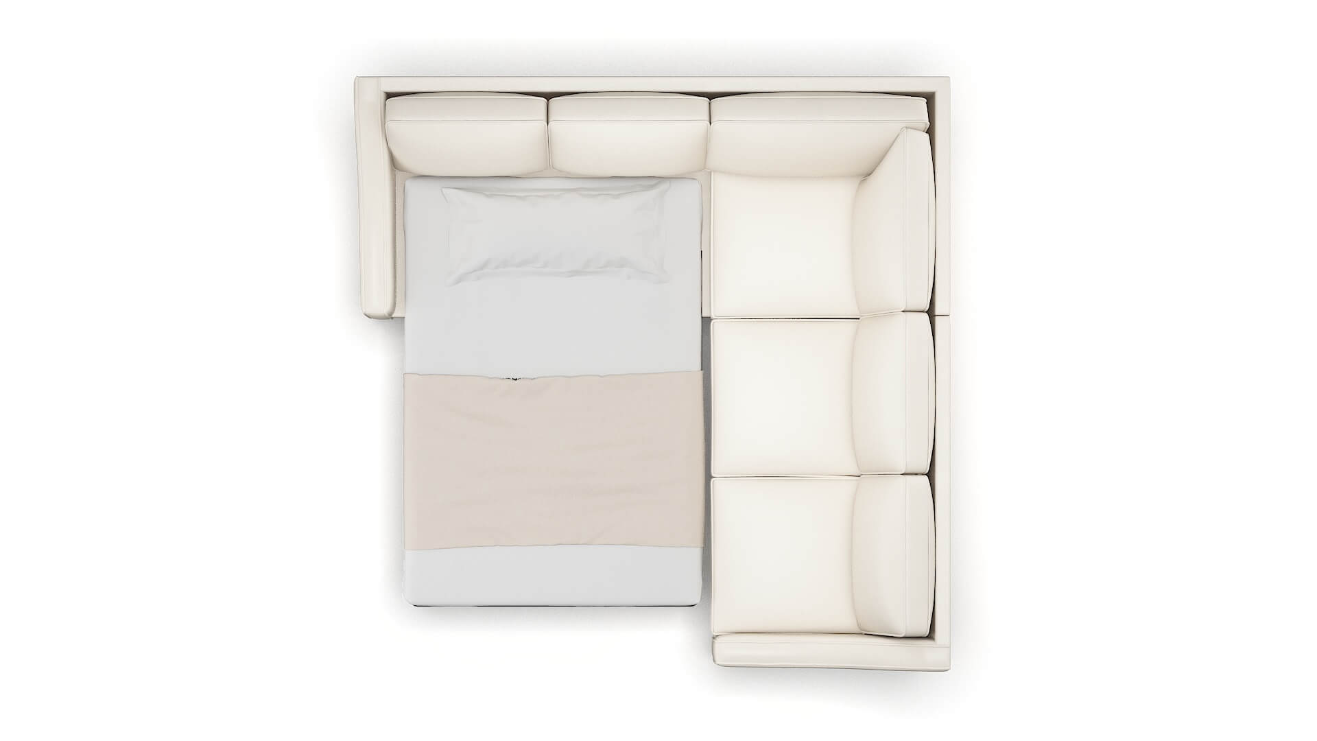 Sanda Blanche Milky Sectional Sleeper Espresso legs 3