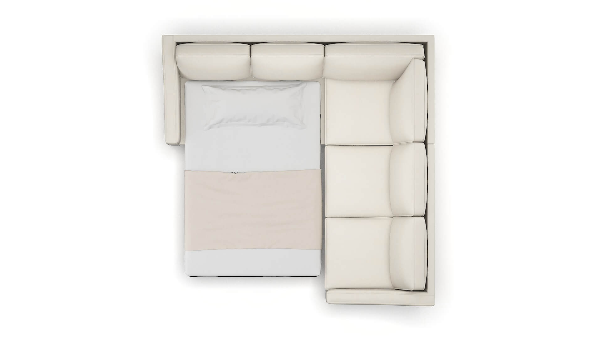 Sanda Bungalow Ivory Sectional Sleeper Espresso legs 3