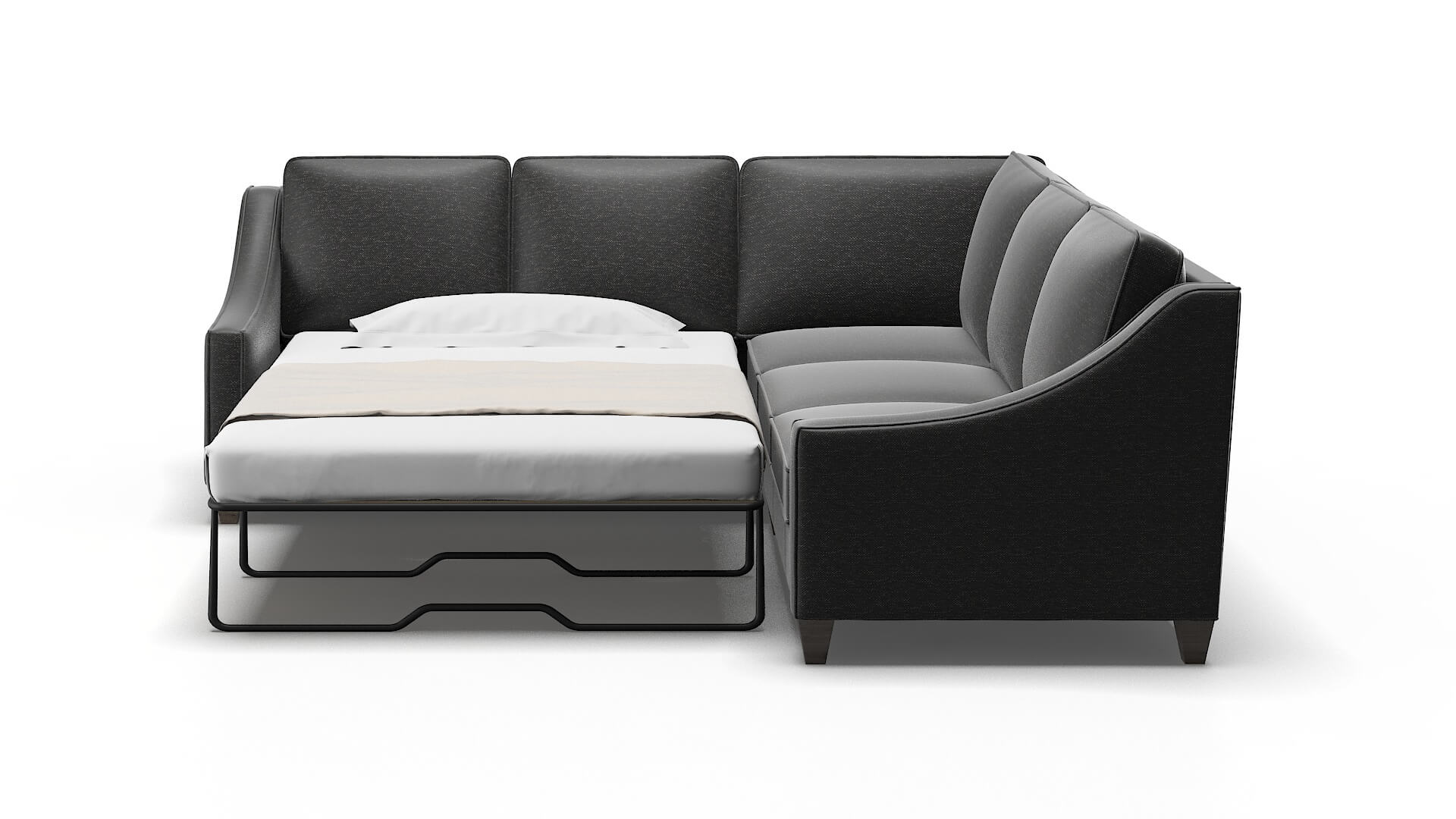 Sanda Chance Denim Sectional Sleeper Espresso legs 1