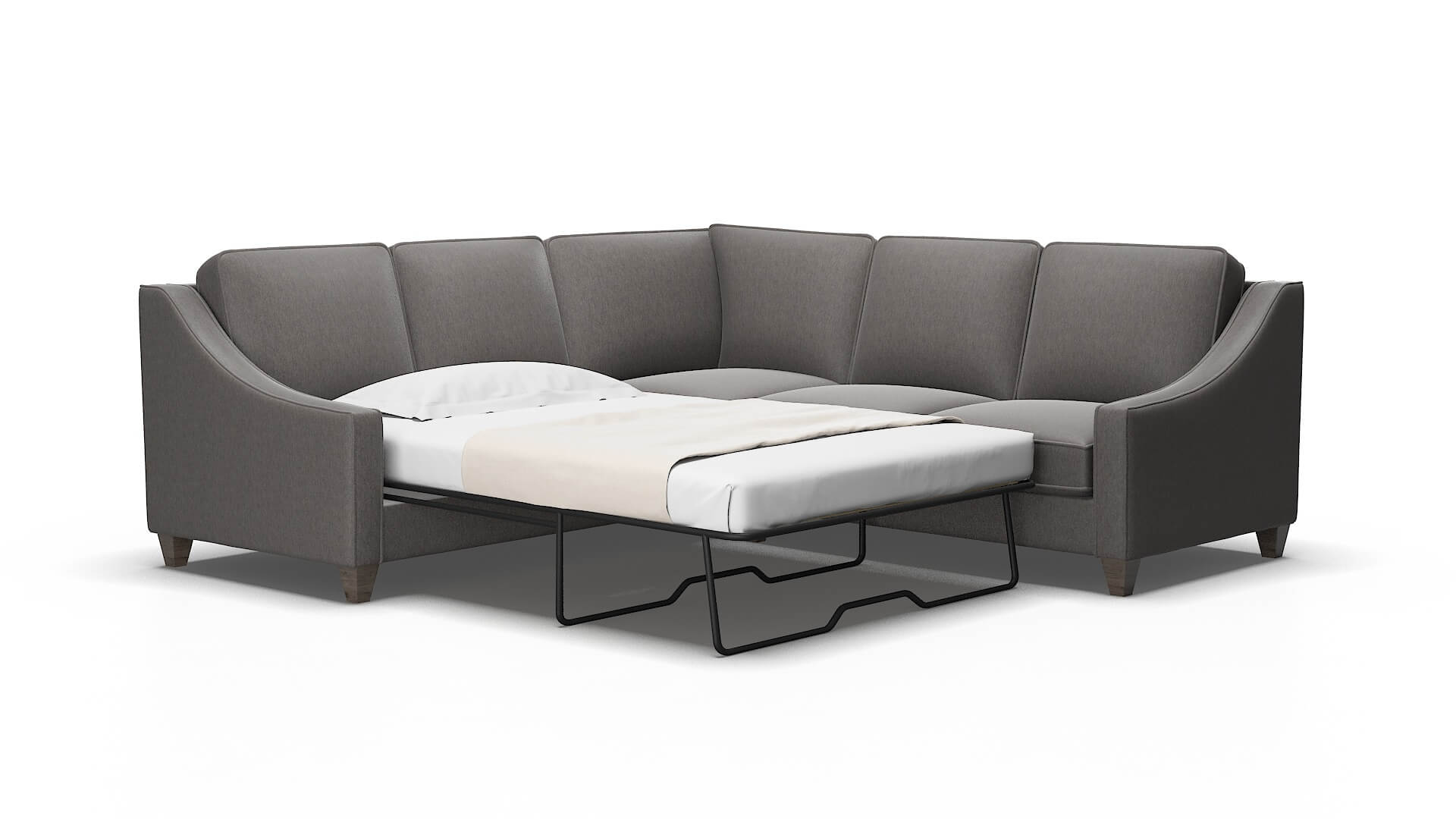 Sanda Cosmo Charcoal Sectional Sleeper Espresso legs 2