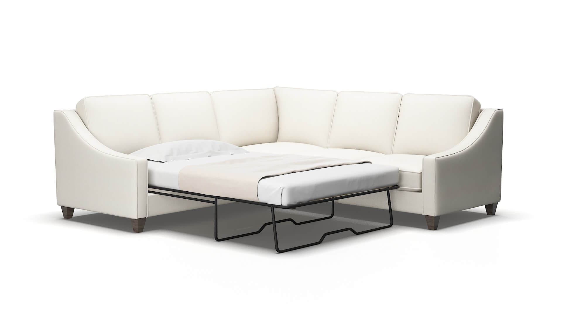 Sanda Cosmo Ivory Sectional Sleeper Espresso legs 2