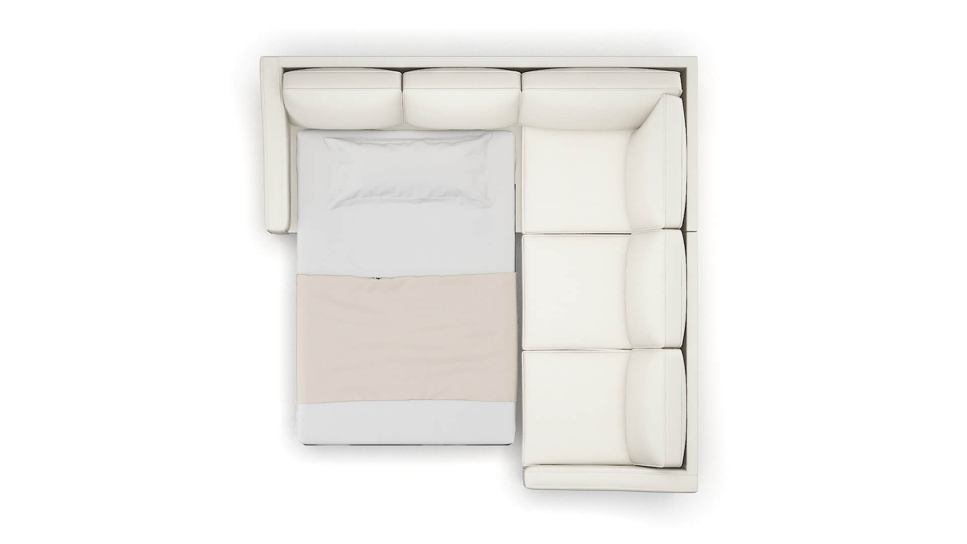 Sanda Cosmo Ivory Sectional Sleeper Espresso legs 3