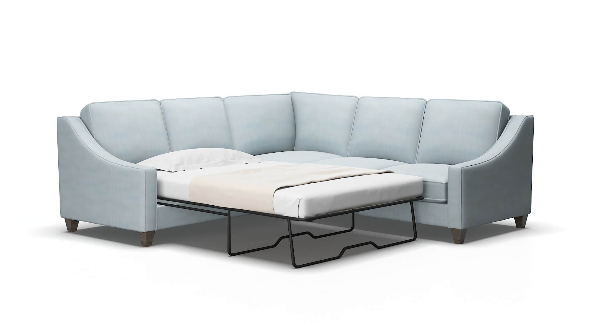 Sanda Hathaway Aqua Sectional Sleeper Espresso legs 2