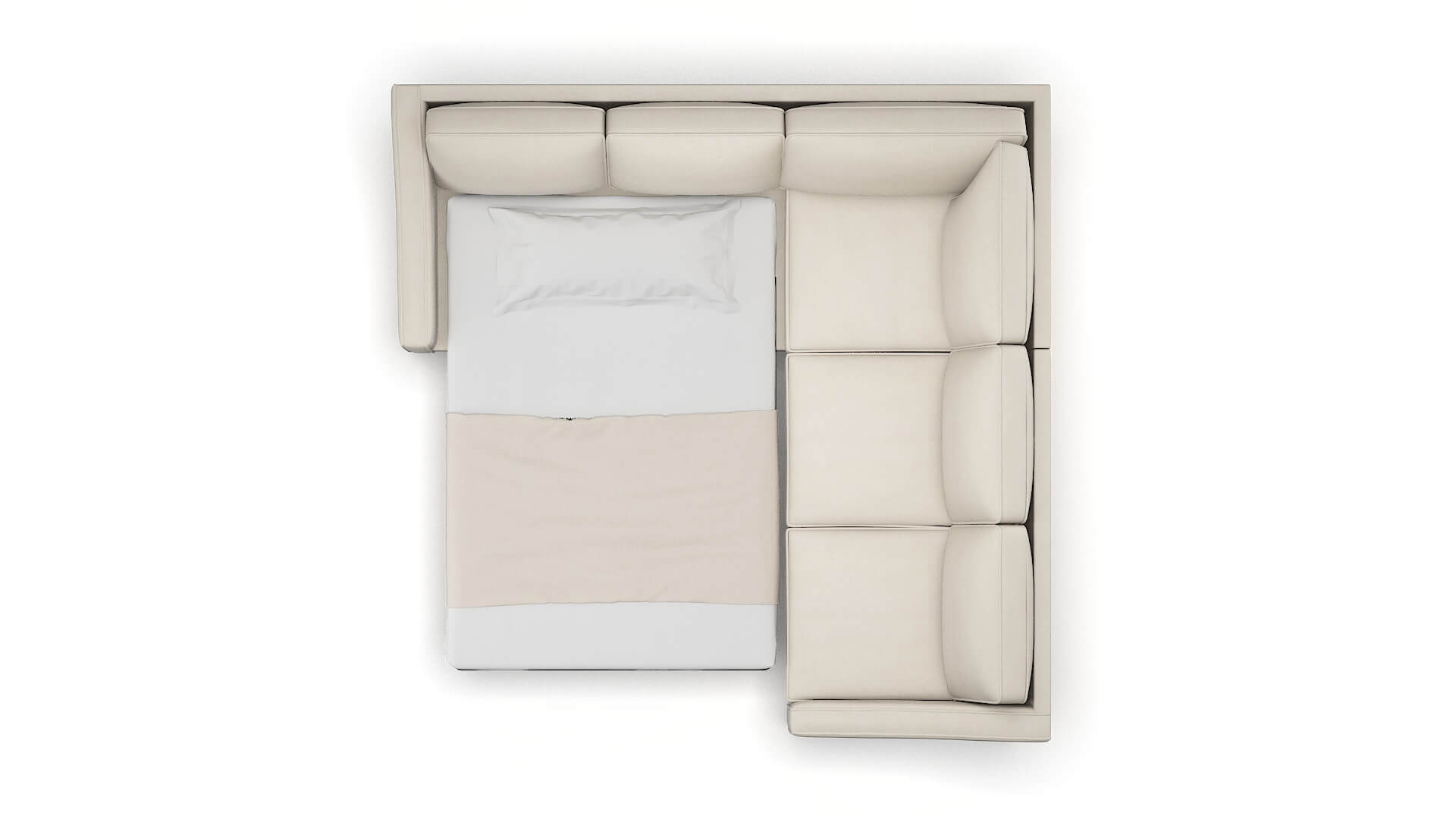 Sanda Malibu Linen Sectional Sleeper Espresso legs 3