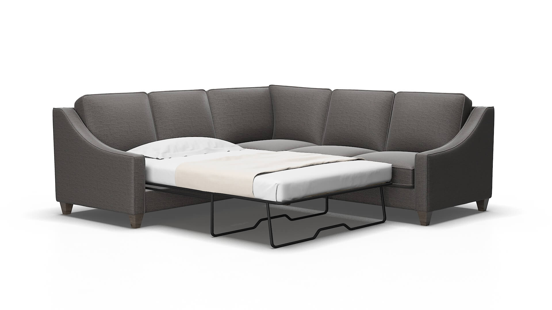 Sanda Oscar charcoal Sectional sleeper Espresso Legs  2