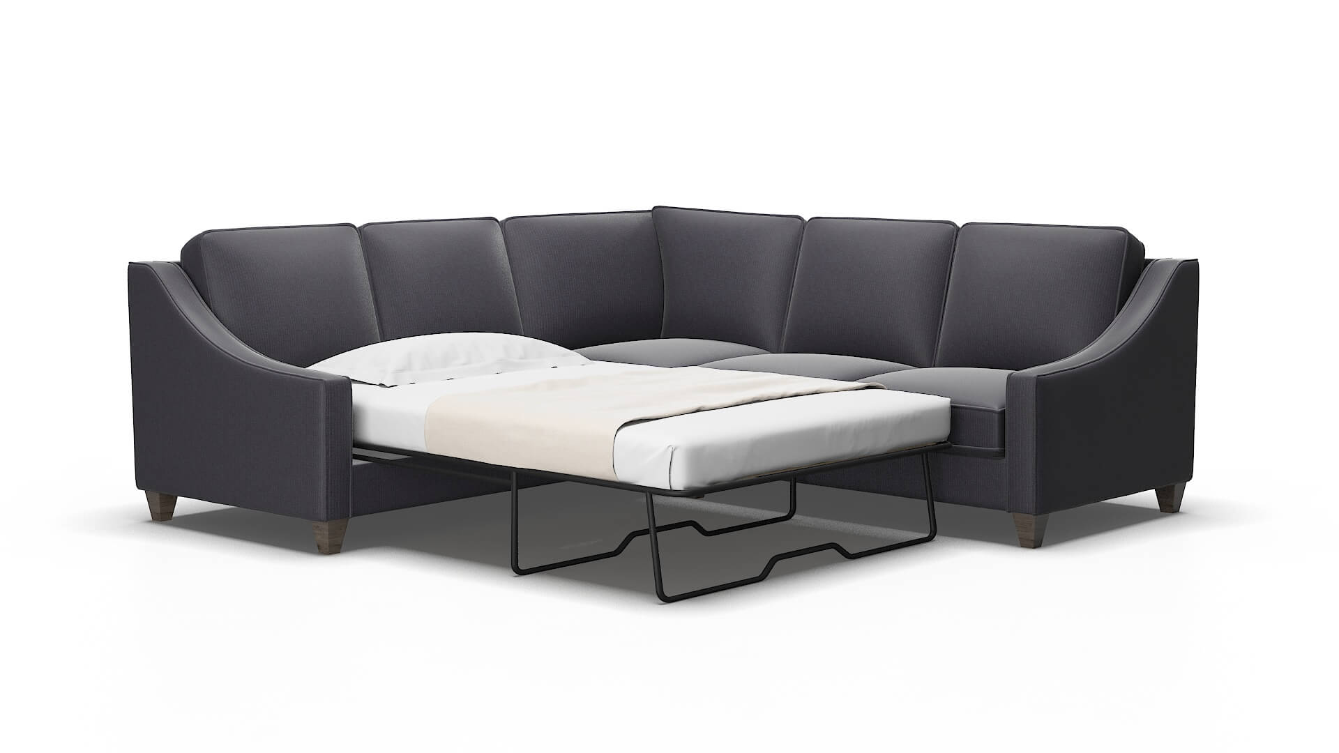 Sanda Parker charcoal Sectional sleeper Espresso Legs  2