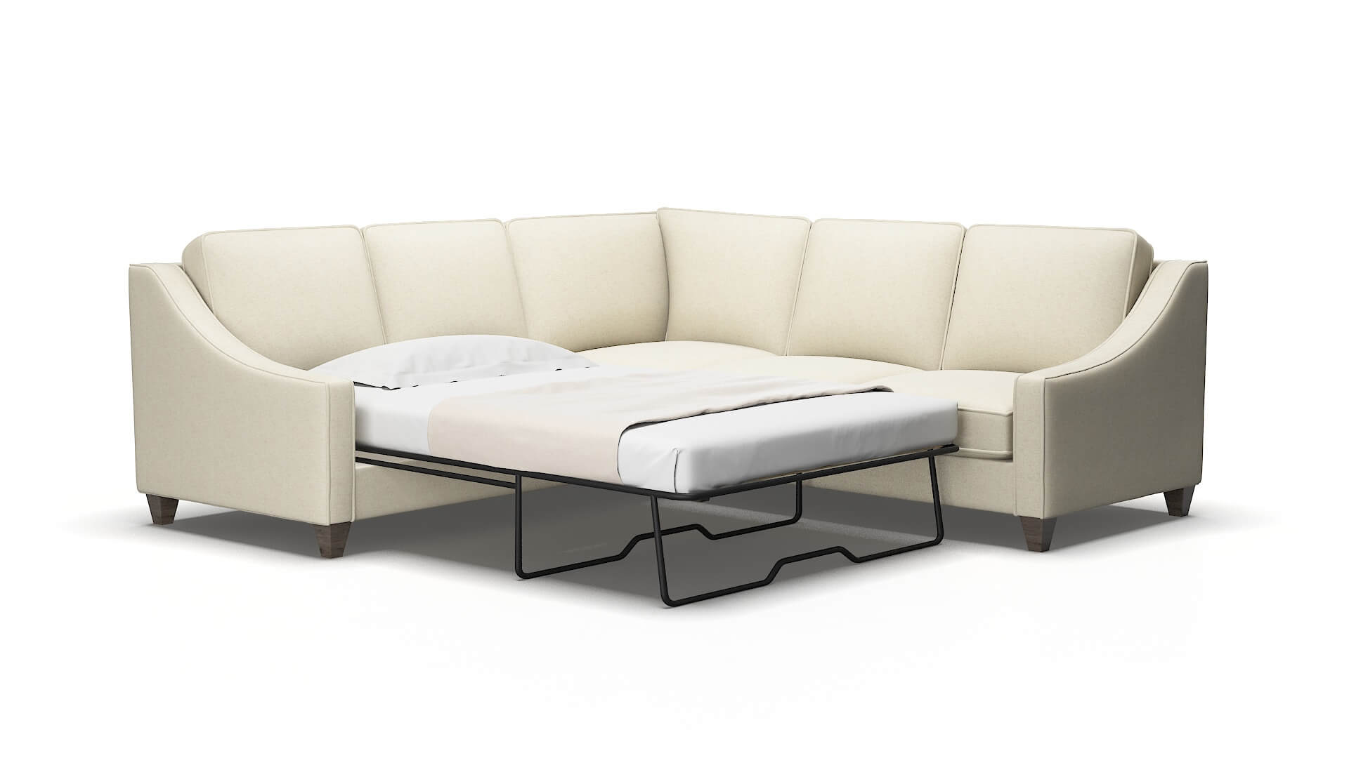 Sanda Phoenix Ivory Sectional Sleeper Espresso legs 2