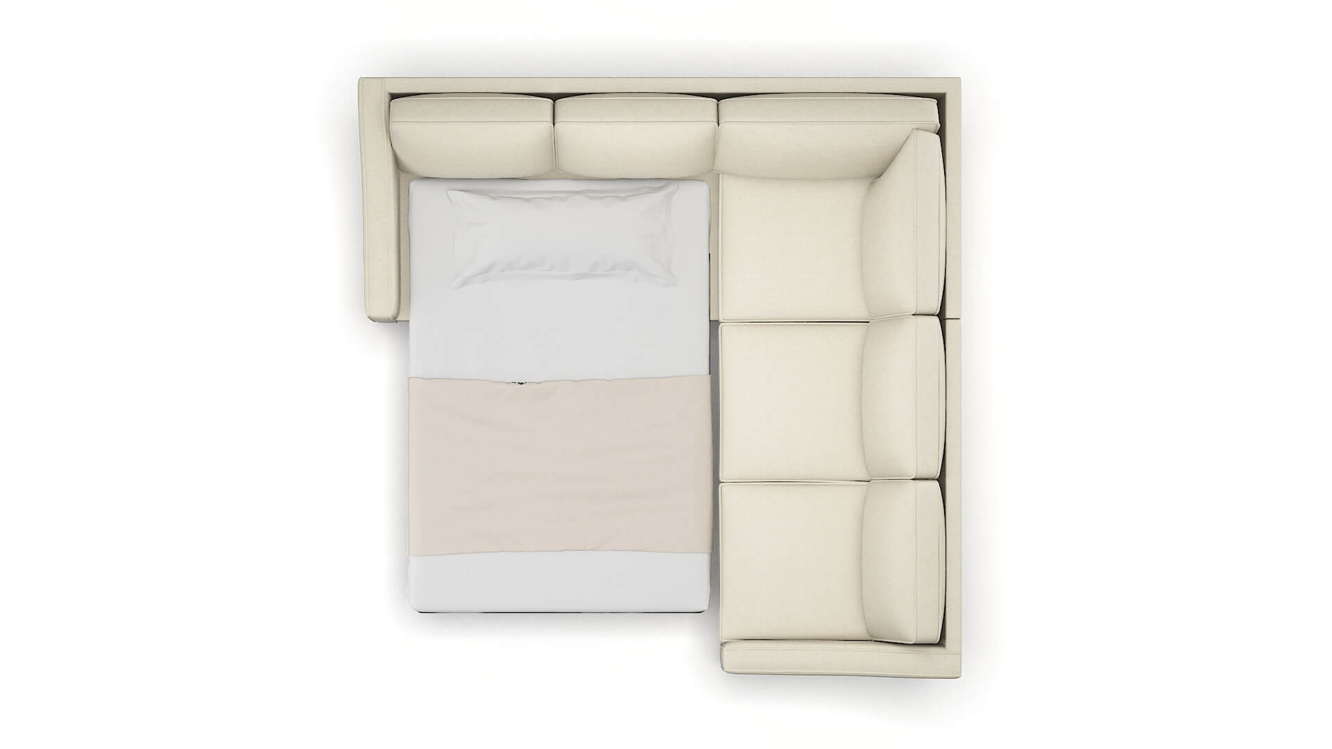 Sanda Phoenix Ivory Sectional Sleeper Espresso legs 3