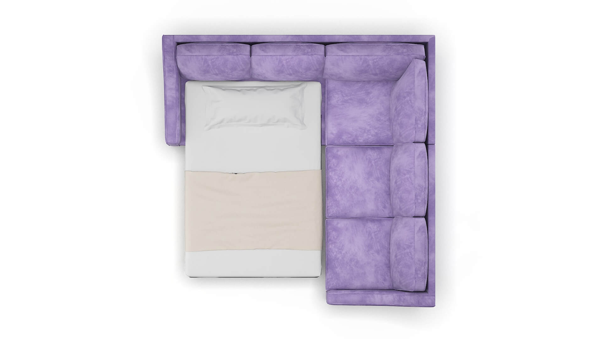 Sanda Royale Lavender Sectional Sleeper Espresso legs 3