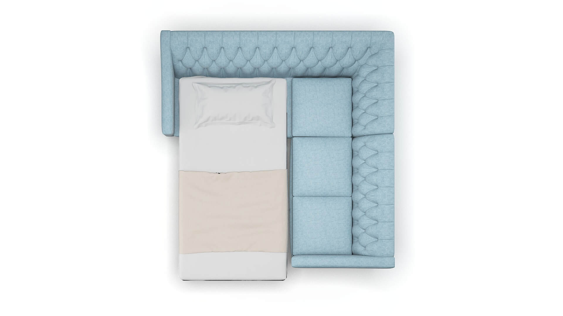 Seville Atlas Turquoise Sectional Sleeper Espresso legs 3