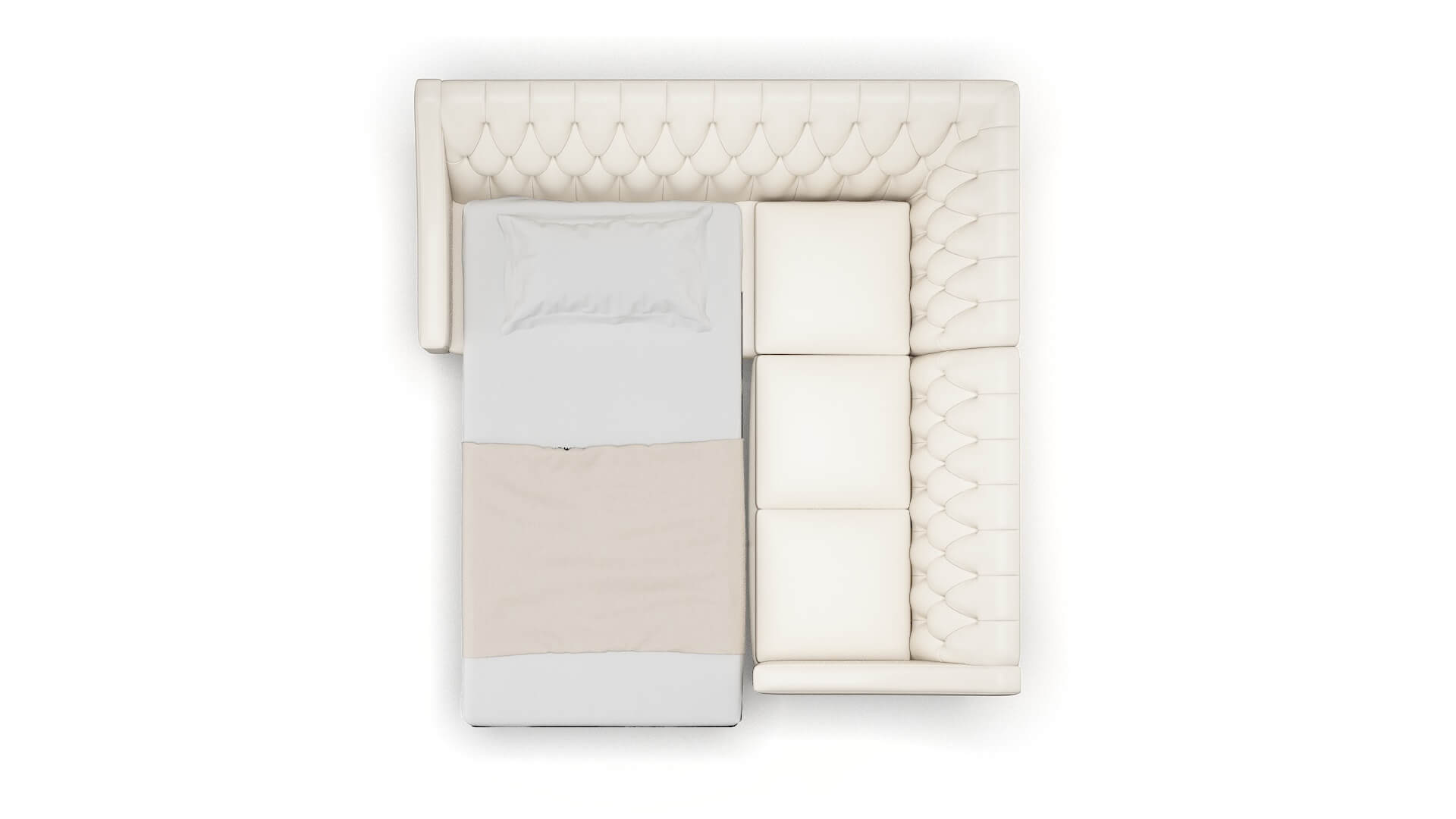 Seville Blanche Milky Sectional Sleeper Espresso legs 3