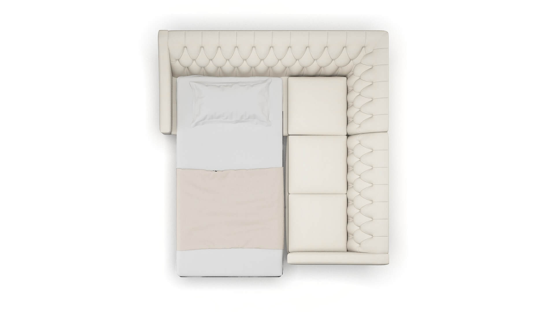 Seville Bungalow Ivory Sectional Sleeper Espresso legs 3