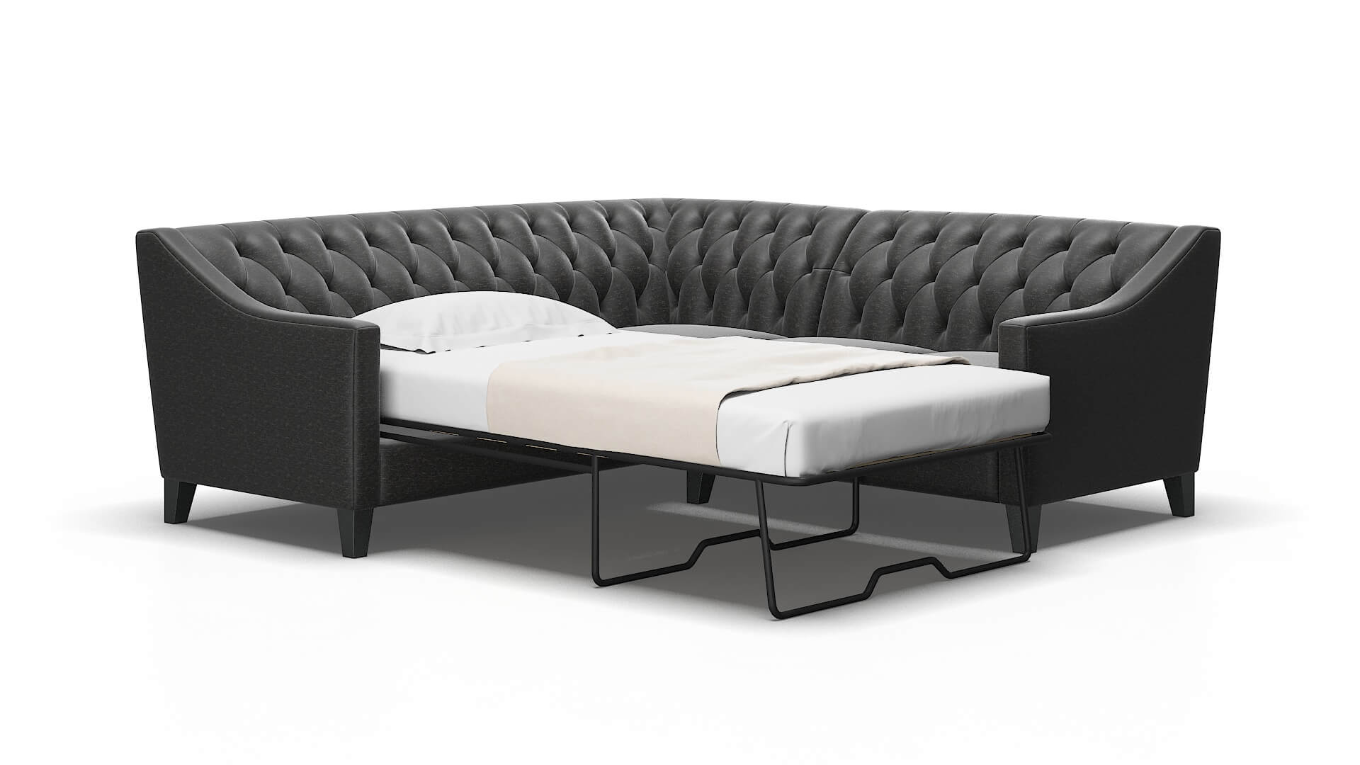 Seville Chance Denim Sectional Sleeper Espresso legs 2