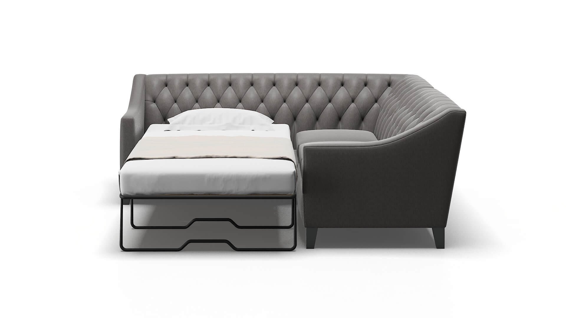 Seville Cosmo Charcoal Sectional Sleeper Espresso legs 1