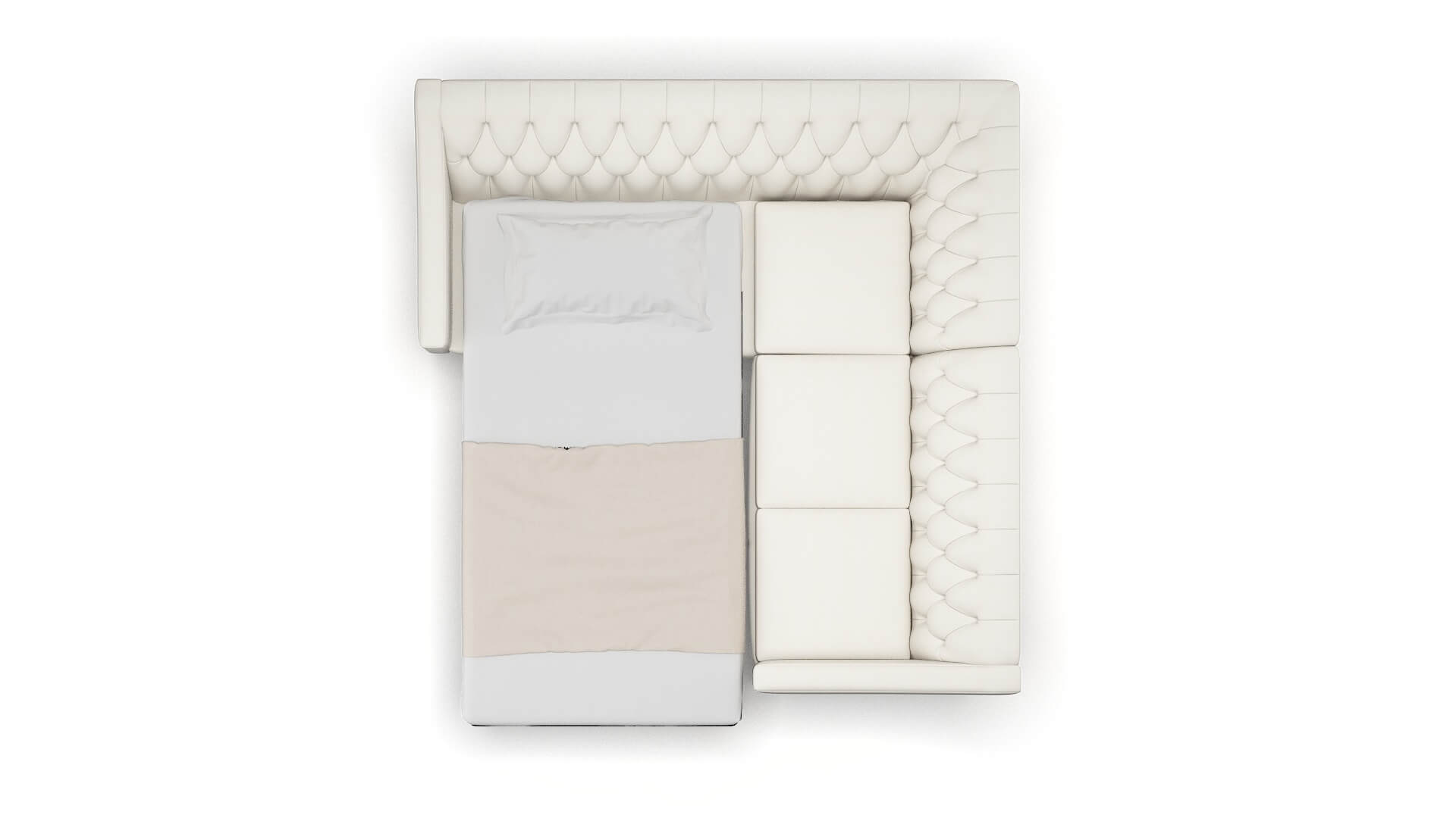 Seville Cosmo Ivory Sectional Sleeper Espresso legs 3