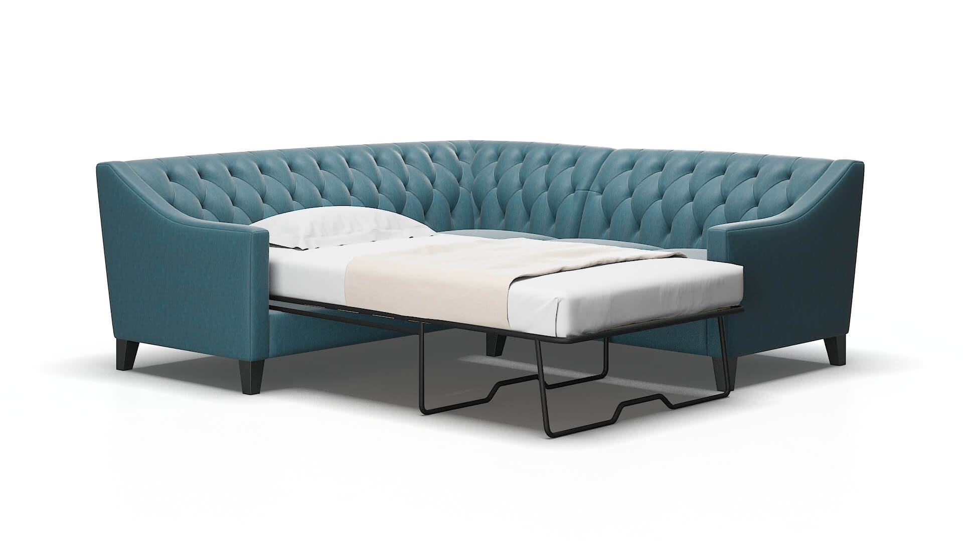 Seville Cosmo Teal Sectional Sleeper espresso legs 2