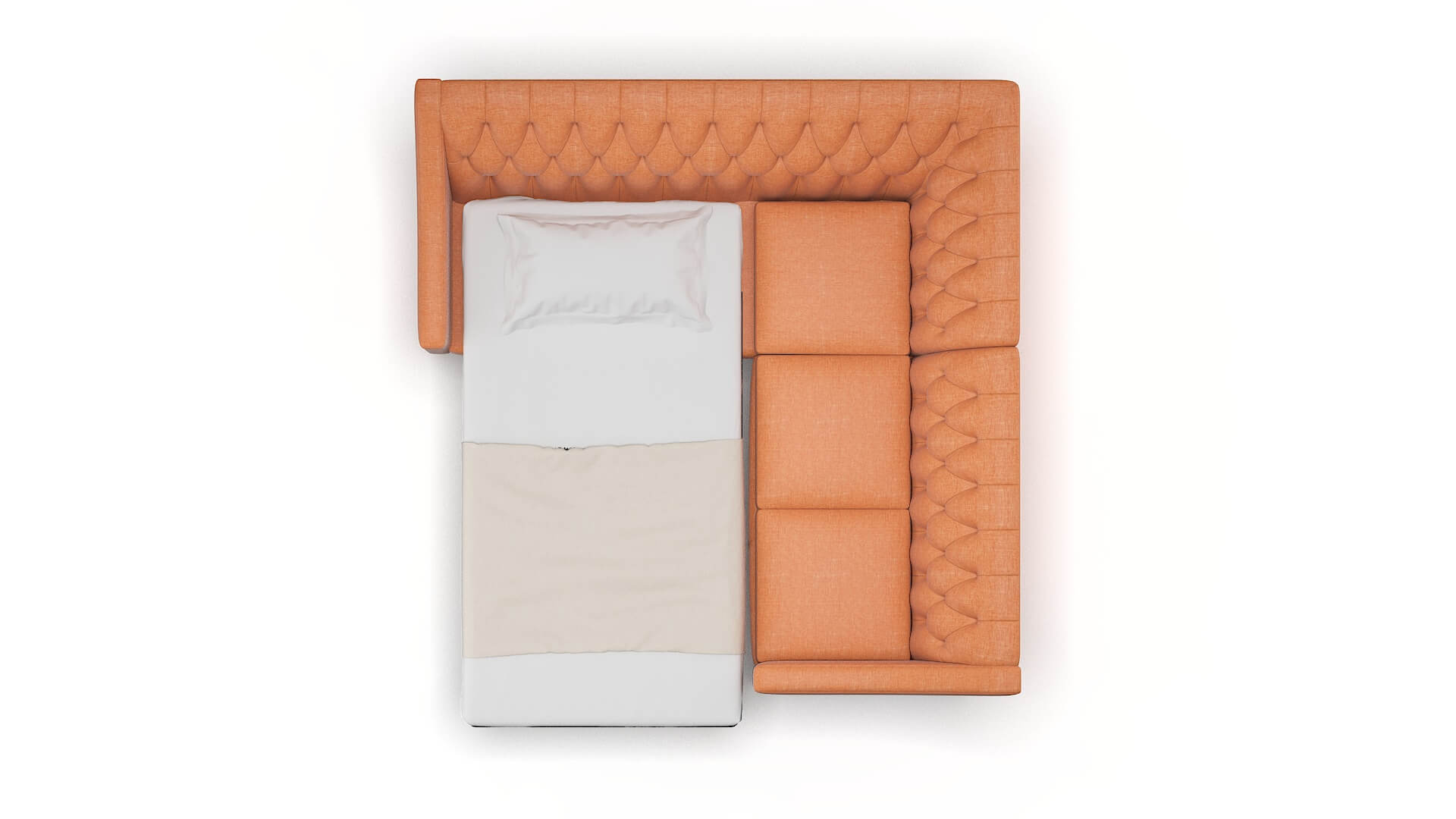 Seville Durham Tangerine Sectional Sleeper Espresso legs 3