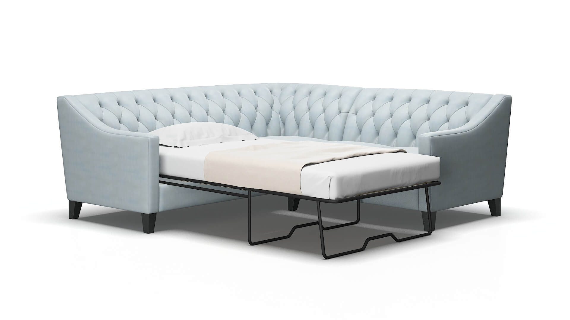 Seville Hathaway aqua Sectional sleeper Espresso Legs  2
