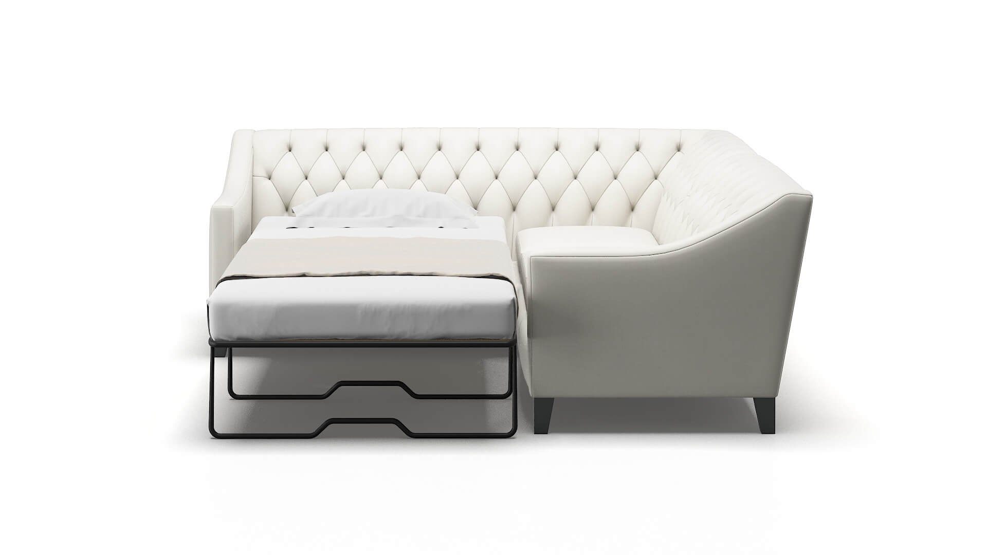 Seville Keylargo Oatmeal Sectional Sleeper Espresso legs 1