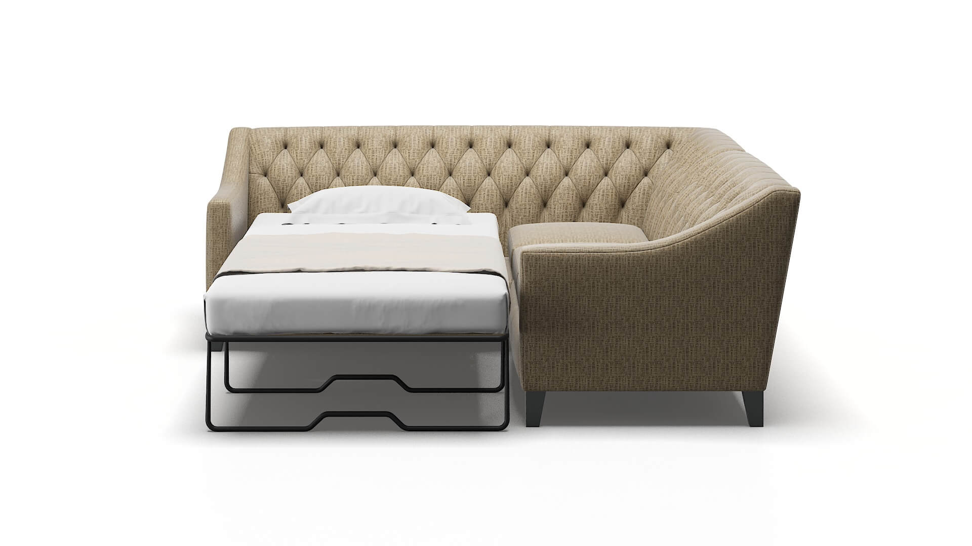 Seville Marcy Camel Sectional Sleeper Espresso legs 1