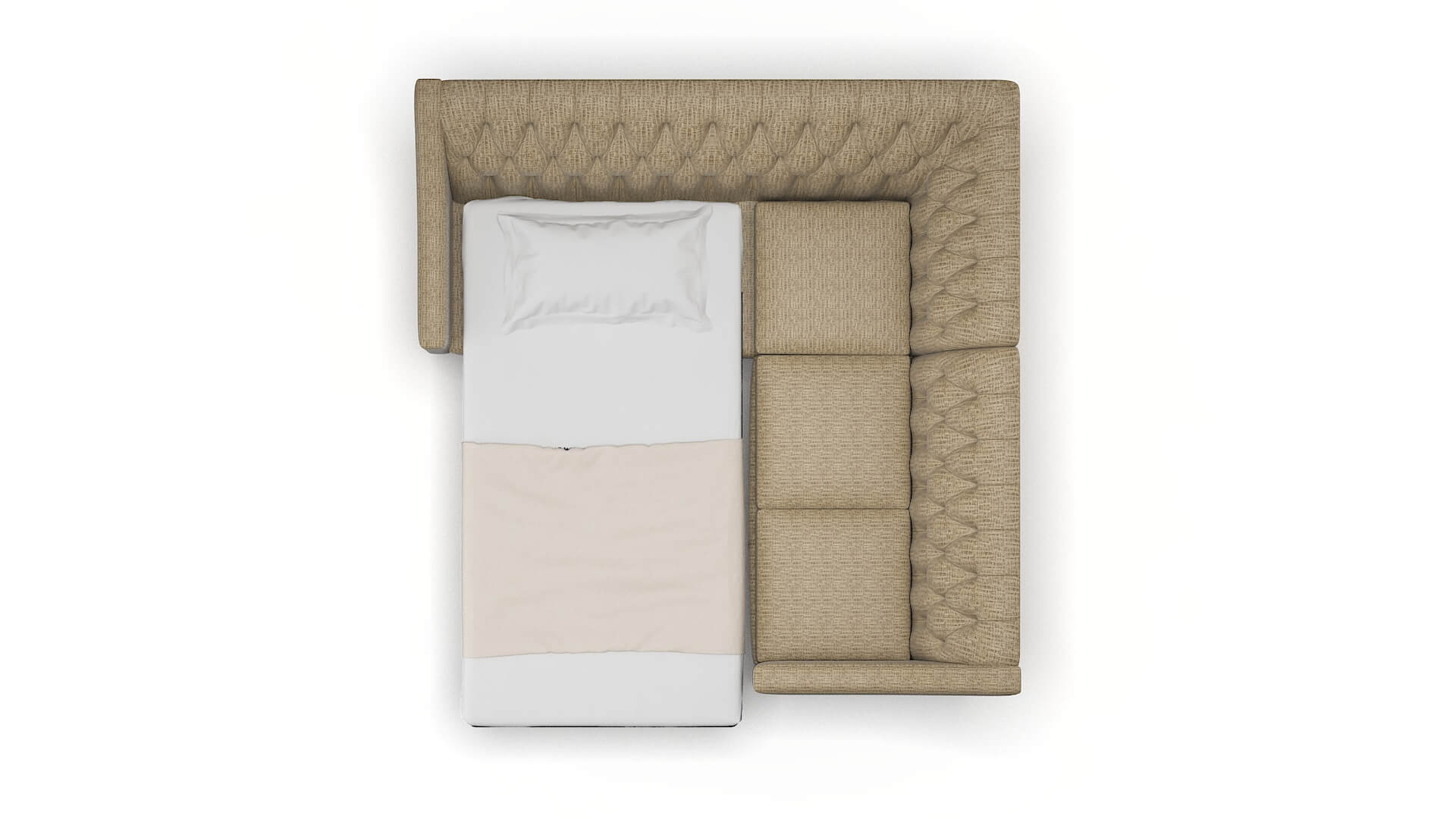 Seville Marcy Camel Sectional Sleeper Espresso legs 3