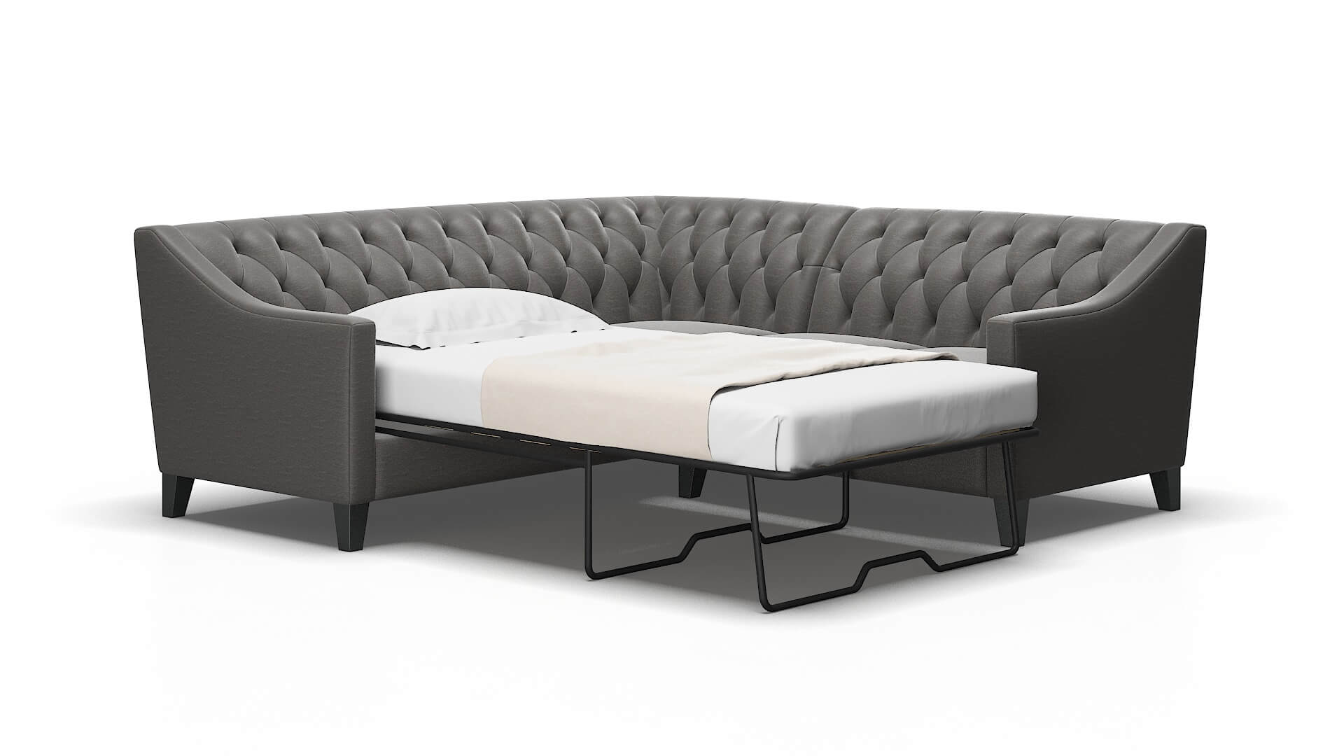 Seville Oscar Grey Sectional Sleeper Espresso legs 2