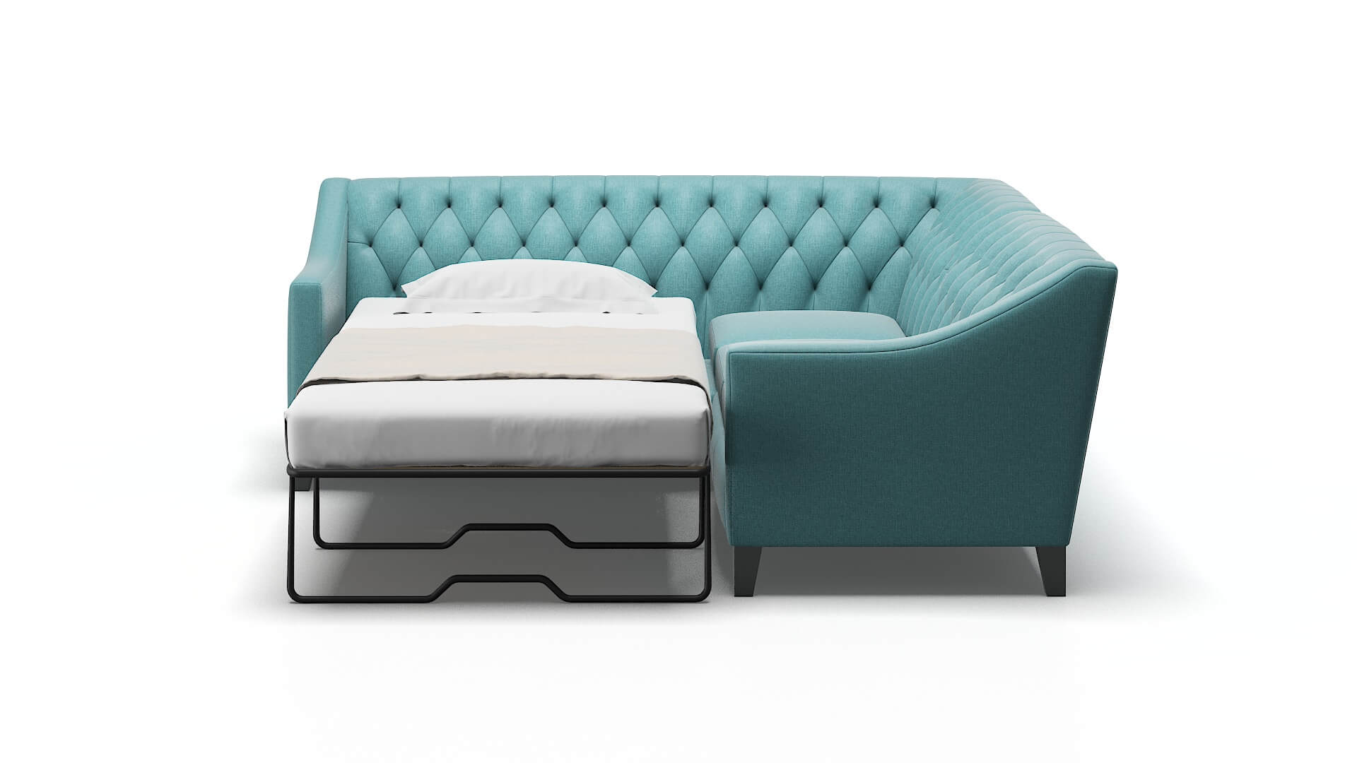 Seville Parker Turquoise Sectional Sleeper Espresso legs 1