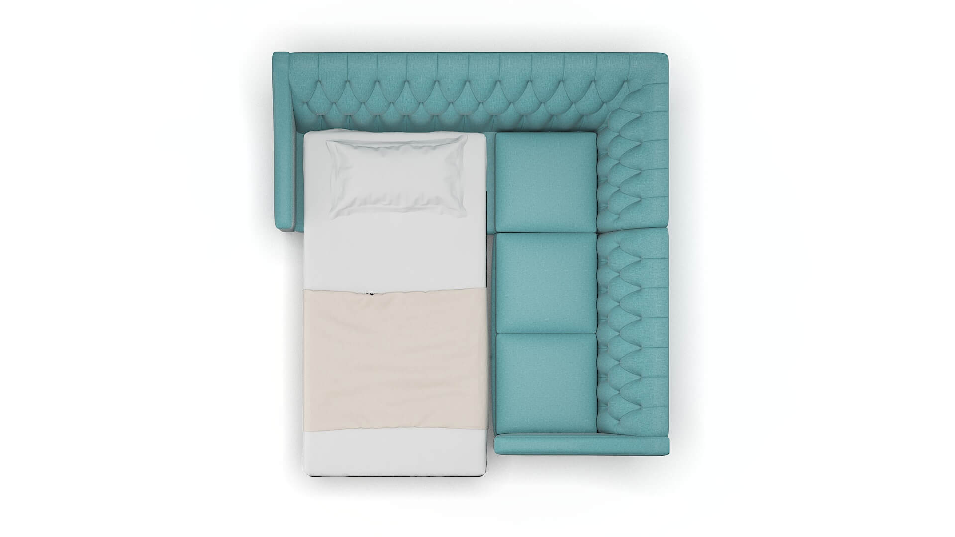Seville Parker Turquoise Sectional Sleeper Espresso legs 3