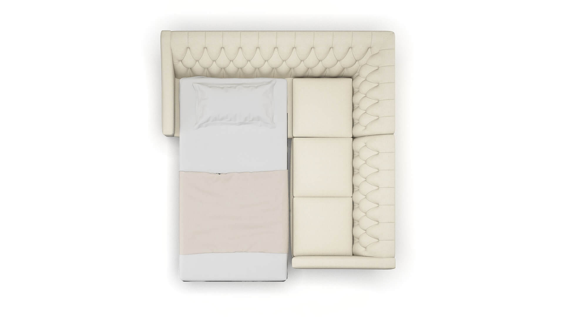 Seville Phoenix Ivory Sectional Sleeper Espresso legs 3