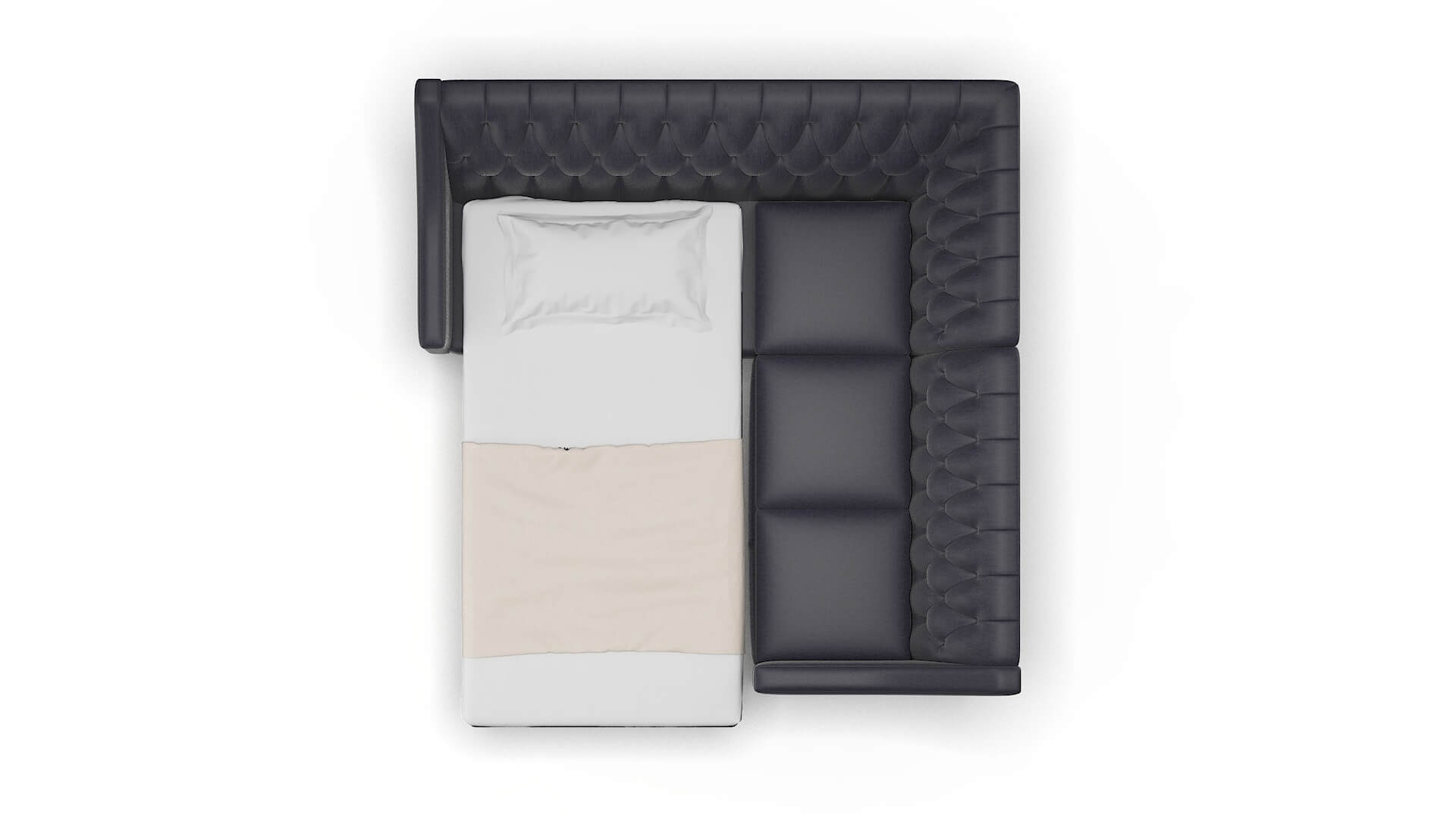 Seville Sasha Navy Sectional Sleeper Espresso legs 3