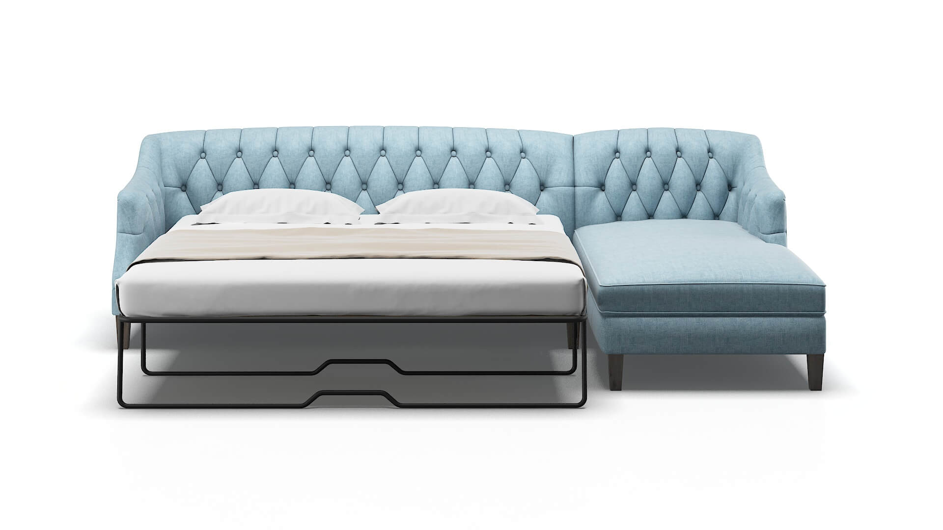 Shiraz Atlas Turquoise Panel Sleeper Espresso legs 1