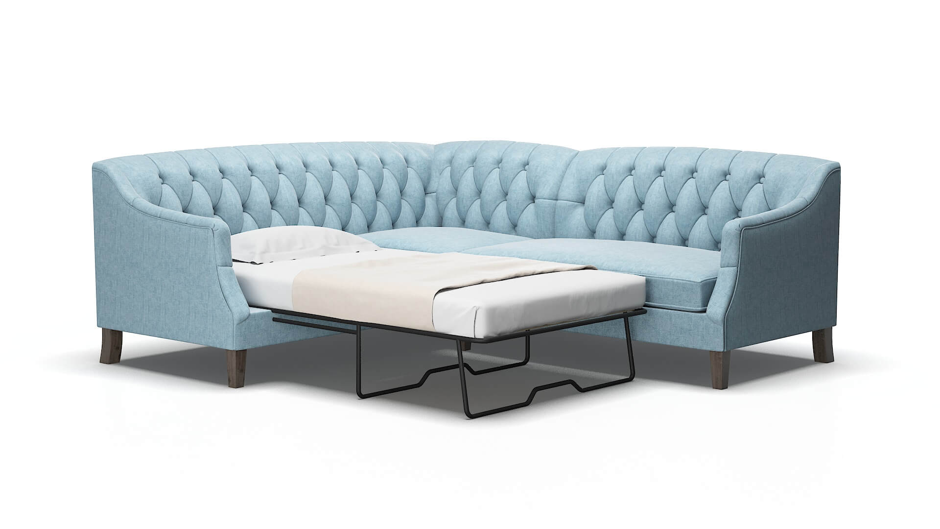Shiraz Atlas turquoise Sectional sleeper Espresso Legs  2