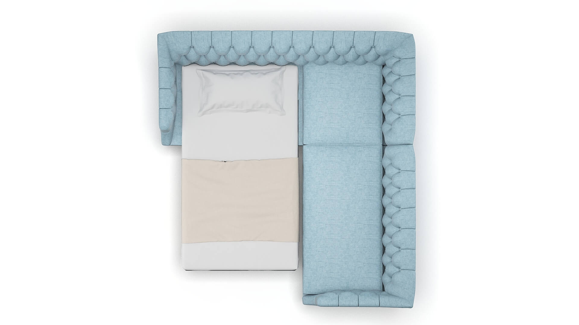 Shiraz Atlas Turquoise Sectional Sleeper Espresso legs 3