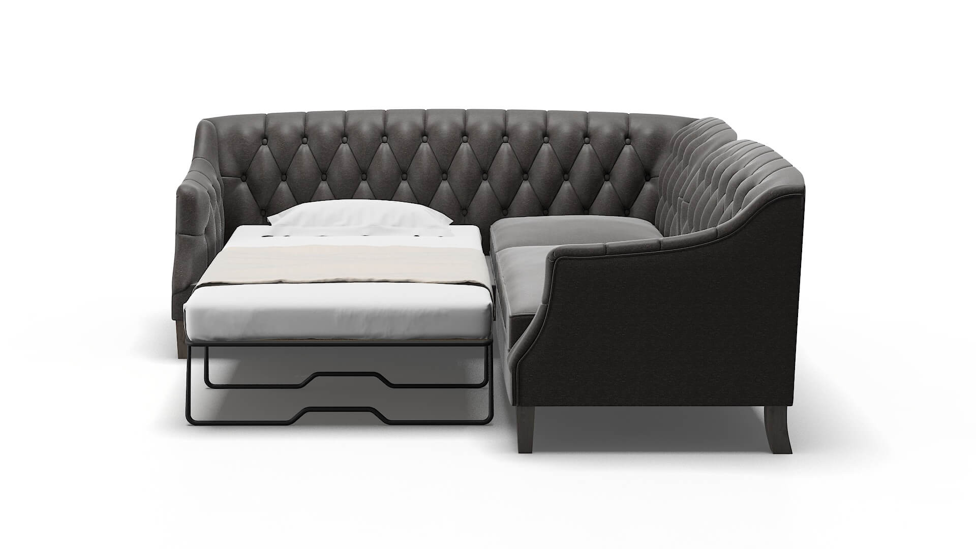 Shiraz Avenger Denim Sectional Sleeper Espresso legs 1