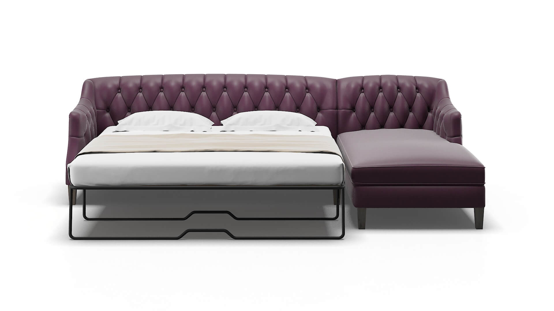 Shiraz Bella Aubergine Panel Sleeper Espresso legs 1