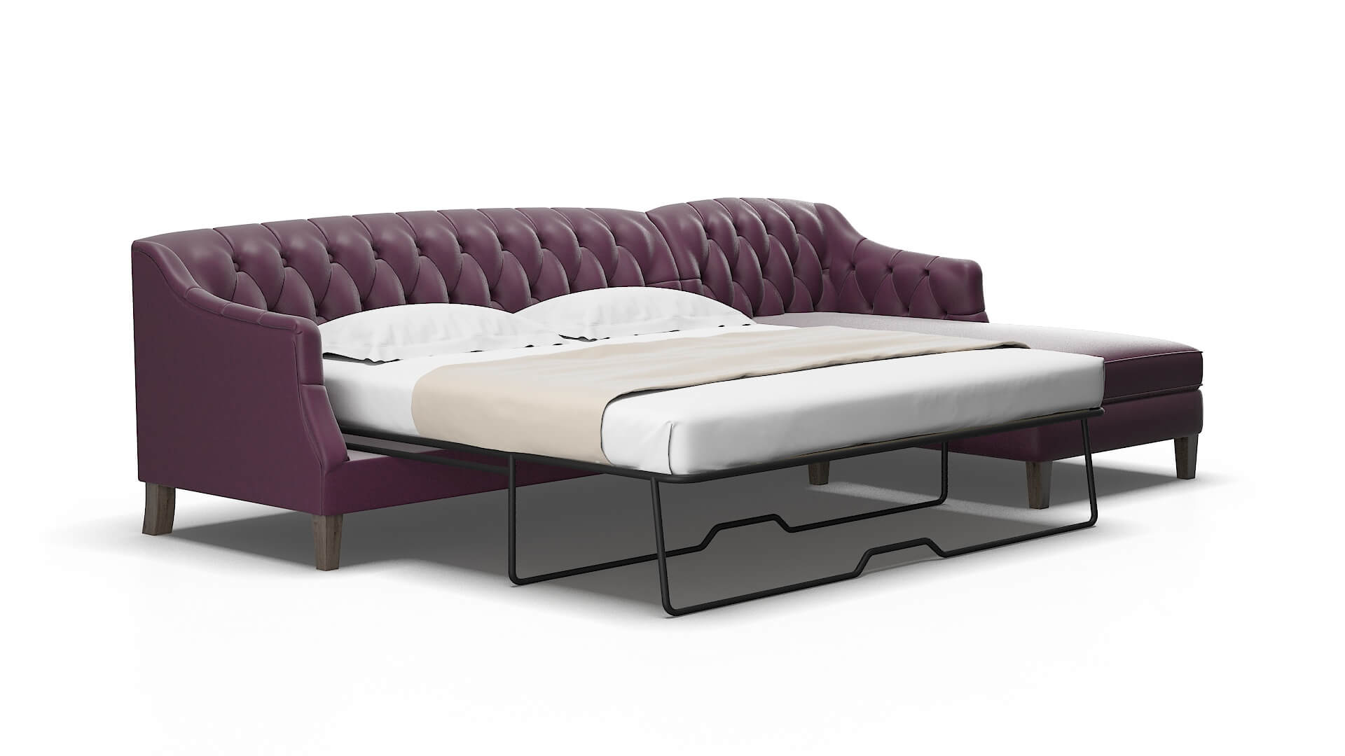 Shiraz Bella Aubergine Panel Sleeper Espresso legs 2