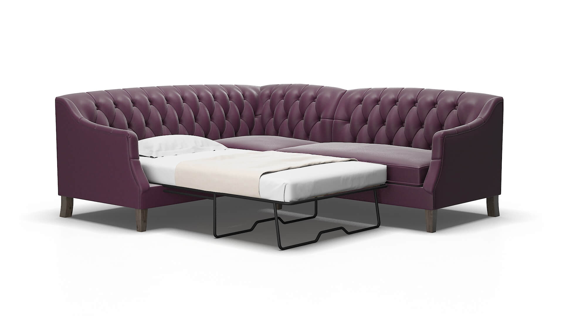Shiraz Bella Aubergine Sectional Sleeper espresso legs 2