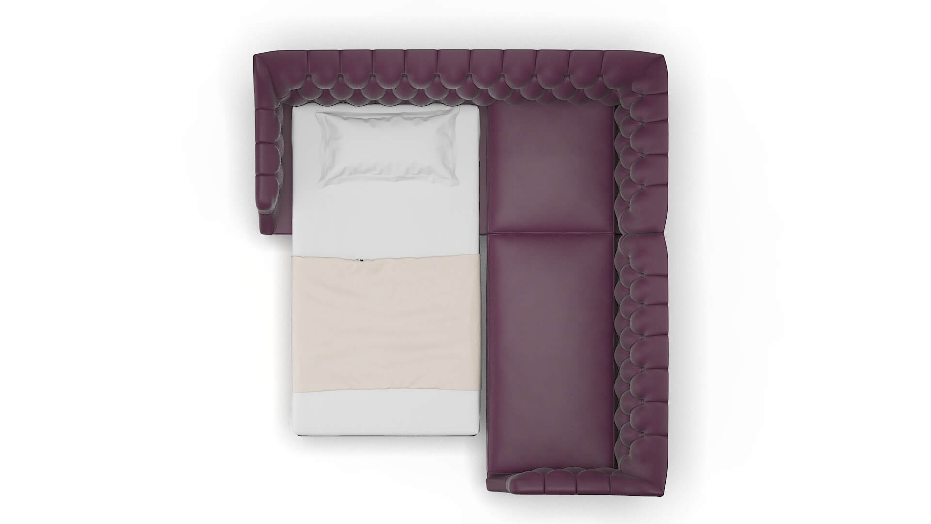 Shiraz Bella Aubergine Sectional Sleeper Espresso legs 3