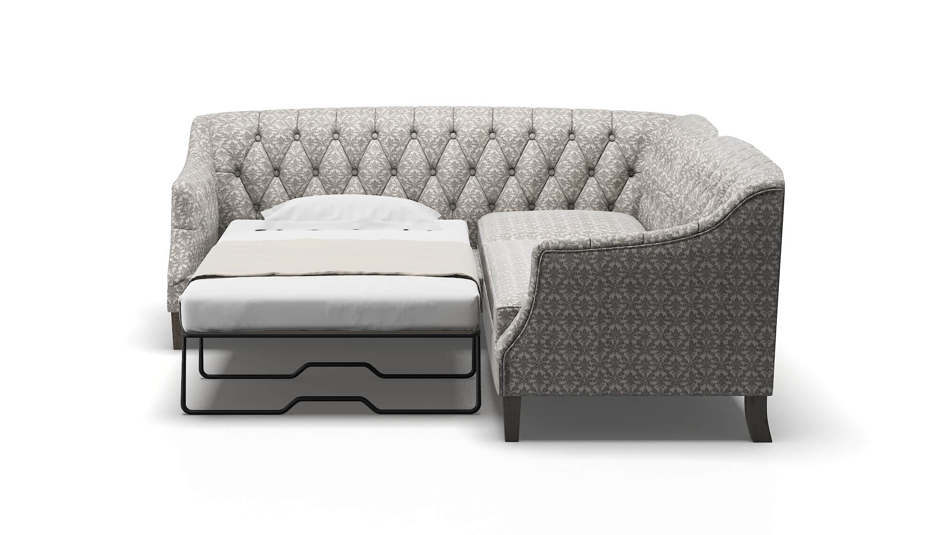 Shiraz Bergamo Dove Sectional Sleeper Espresso legs 1